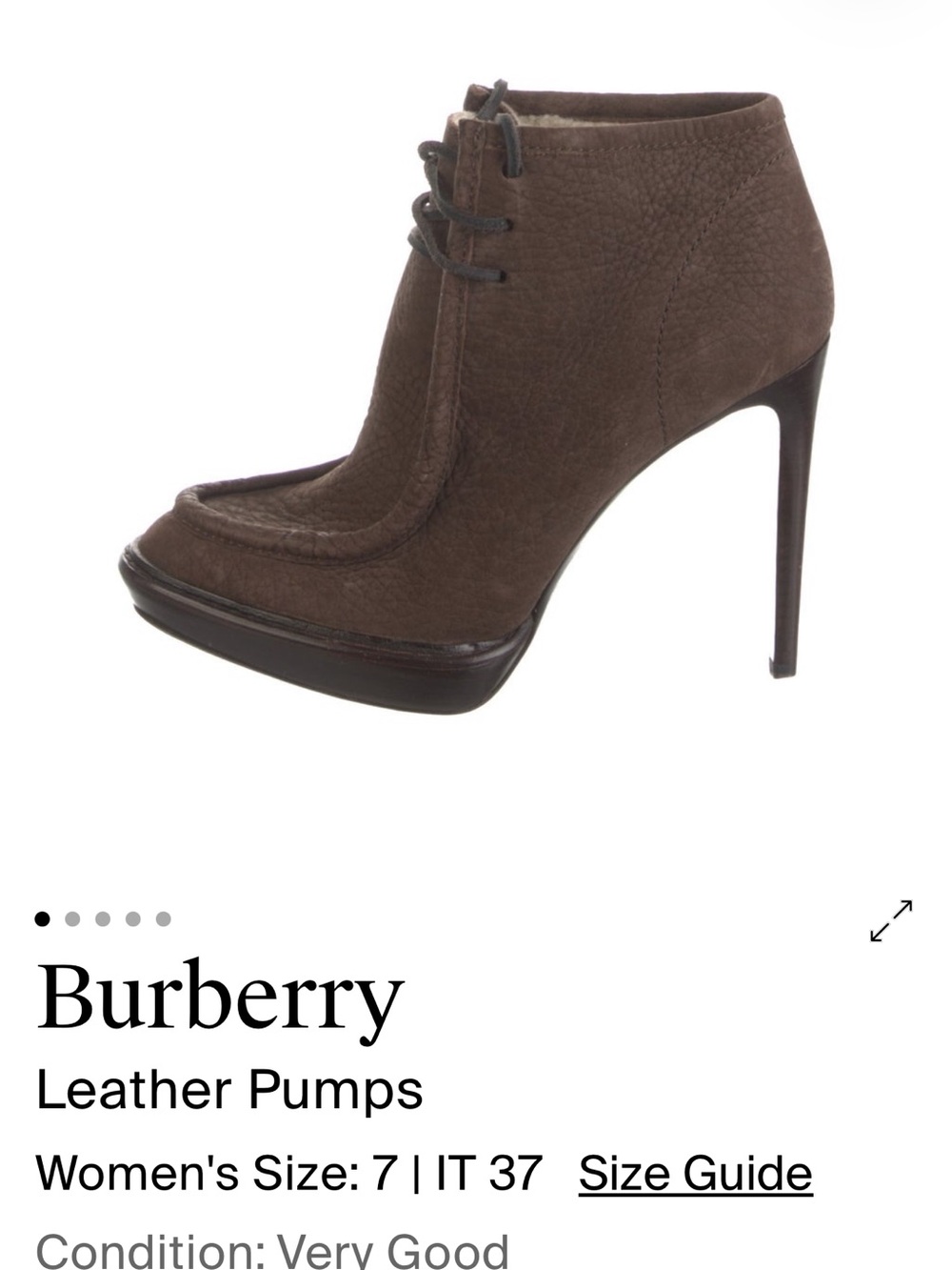 Burberry Brown Leather Lace-Up Platform Stiletto Booties Size 7